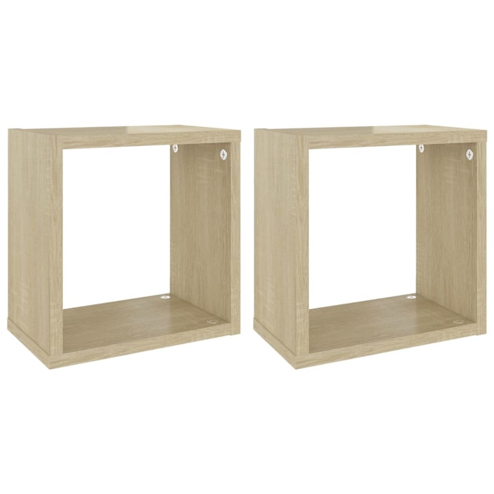 vidaXL Rafturi de perete cub 2 buc. stejar sonoma 26x15x26 cm