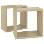 vidaXL Rafturi de perete cub 2 buc. stejar sonoma 26x15x26 cm vidaXL Rafturi de perete cub 2 buc. stejar sonoma 26x15x26 cm