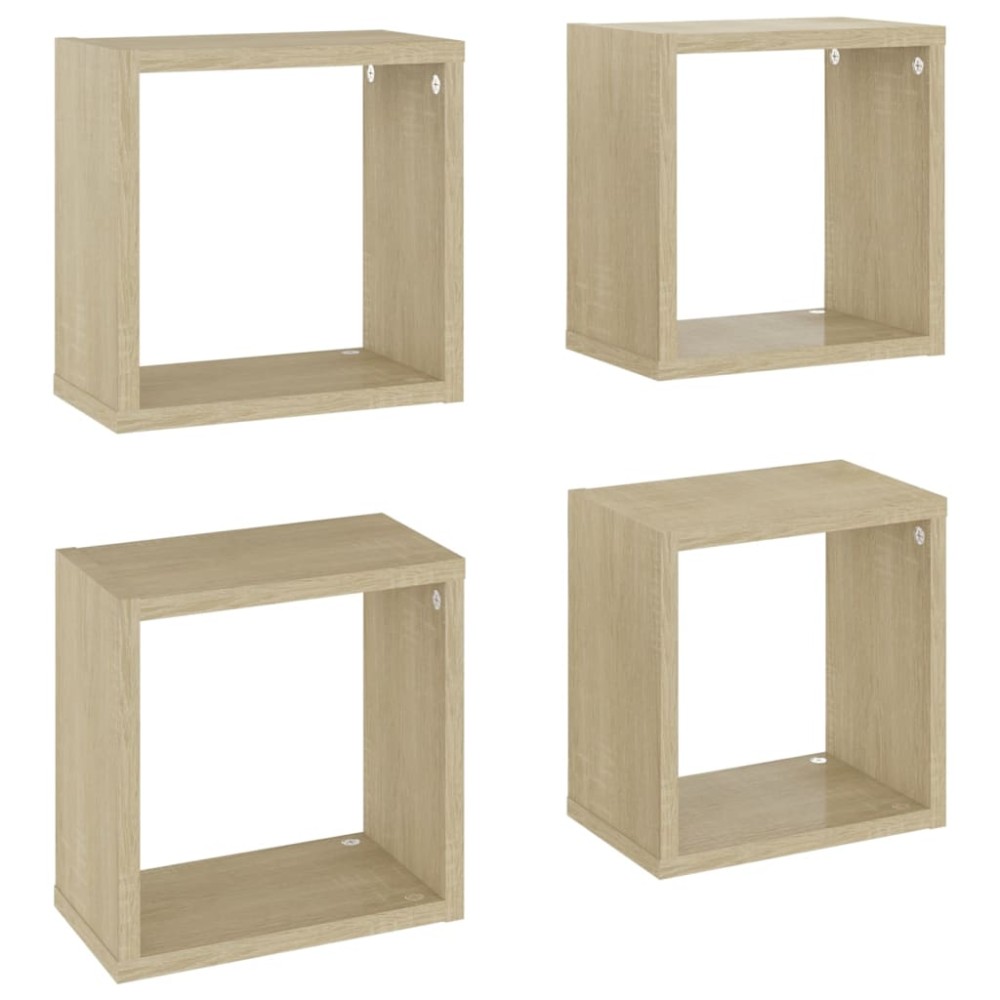 vidaXL Rafturi de perete cub 4 buc. stejar sonoma 26x15x26 cm