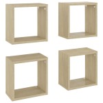 vidaXL Rafturi de perete cub 4 buc. stejar sonoma 26x15x26 cm vidaXL Rafturi de perete cub 4 buc. stejar sonoma 26x15x26 cm
