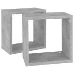 vidaXL Rafturi de perete cub, 2 buc., gri beton, 26x15x26 cm