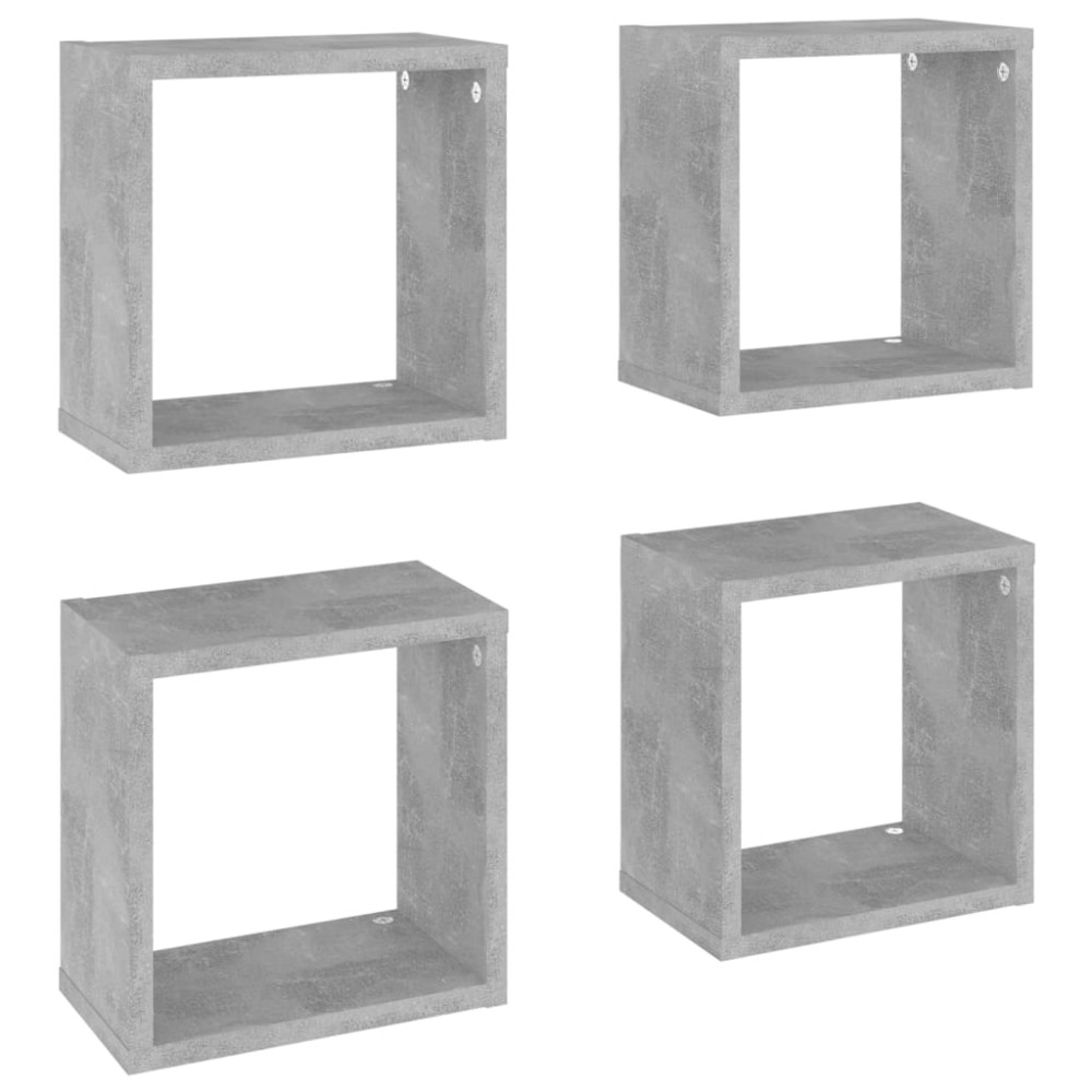 vidaXL Rafturi de perete cub, 4 buc., gri beton, 26x15x26 cm
