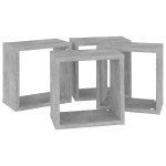 vidaXL Rafturi de perete cub, 4 buc., gri beton, 26x15x26 cm