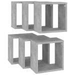 vidaXL Rafturi perete în formă de cub, 6 buc., gri beton, 26x15x26 cm vidaXL Rafturi perete în formă de cub, 6 buc., gri beton, 26x15x26 cm