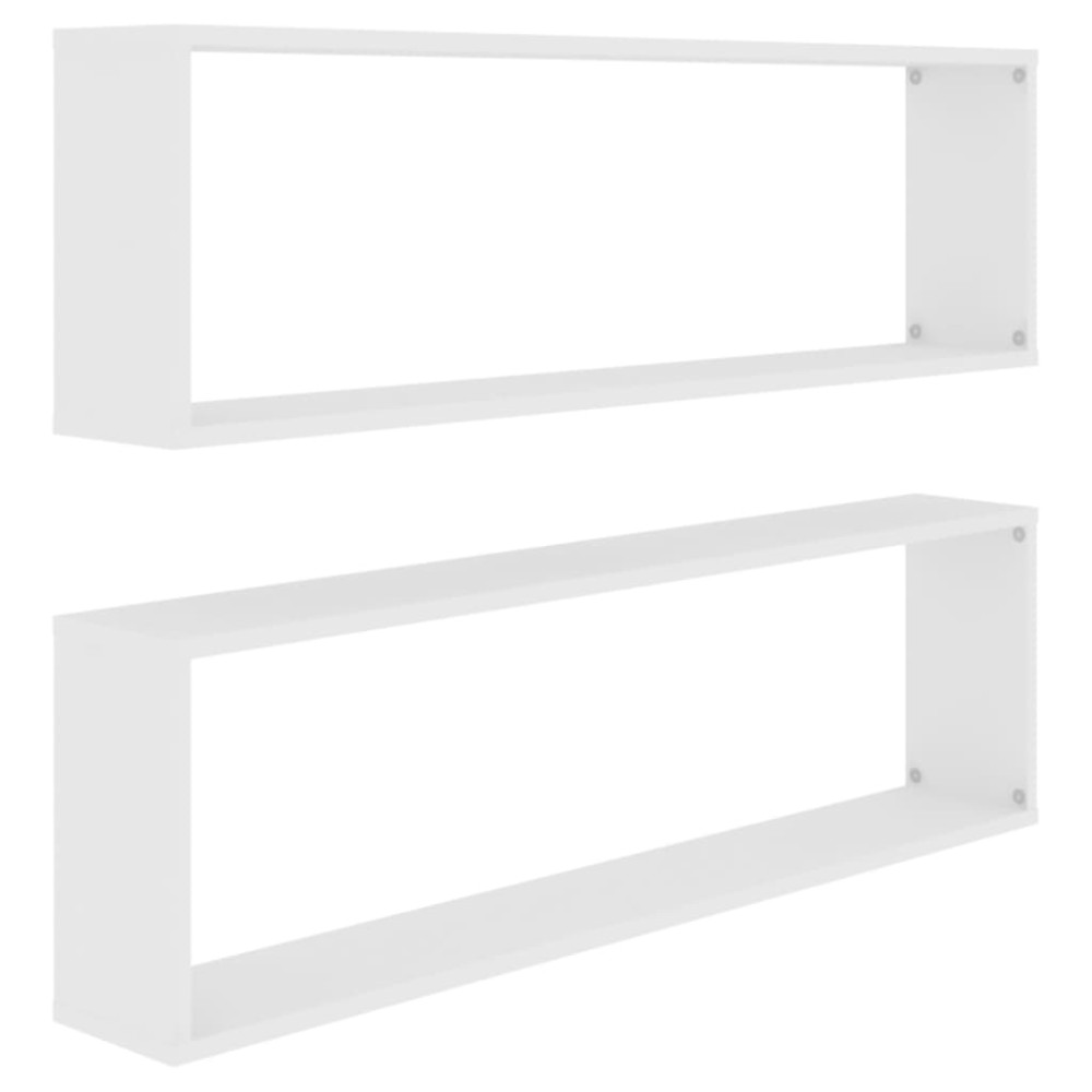vidaXL Rafturi de perete cub, 2 buc., alb, 100x15x30 cm, PAL