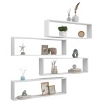 vidaXL Rafturi de perete cub, 4 buc., alb, 100x15x30cm lemn prelucrat vidaXL Rafturi de perete cub, 4 buc., alb, 100x15x30cm lemn prelucrat