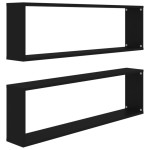vidaXL Rafturi de perete cub, 2 buc., negru, 100x15x30 cm, PAL
