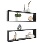 vidaXL Rafturi de perete cub, 2 buc., negru, 100x15x30 cm, PAL