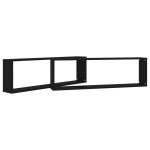 vidaXL Rafturi de perete cub, 2 buc., negru, 100x15x30 cm, PAL