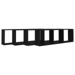 vidaXL Raft de perete cub, 4 buc., negru, 100x15x30 cm, PAL vidaXL Raft de perete cub, 4 buc., negru, 100x15x30 cm, PAL