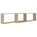 vidaXL Rafturi de perete cub, 2 buc., stejar sonoma, 100x15x30 cm, PAL vidaXL Rafturi de perete cub, 2 buc., stejar sonoma, 100x15x30 cm, PAL