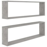 vidaXL Rafturi de perete cub, 2 buc., gri beton, 100x15x30 cm, PAL vidaXL Rafturi de perete cub, 2 buc., gri beton, 100x15x30 cm, PAL