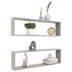 vidaXL Rafturi de perete cub, 2 buc., gri beton, 100x15x30 cm, PAL vidaXL Rafturi de perete cub, 2 buc., gri beton, 100x15x30 cm, PAL