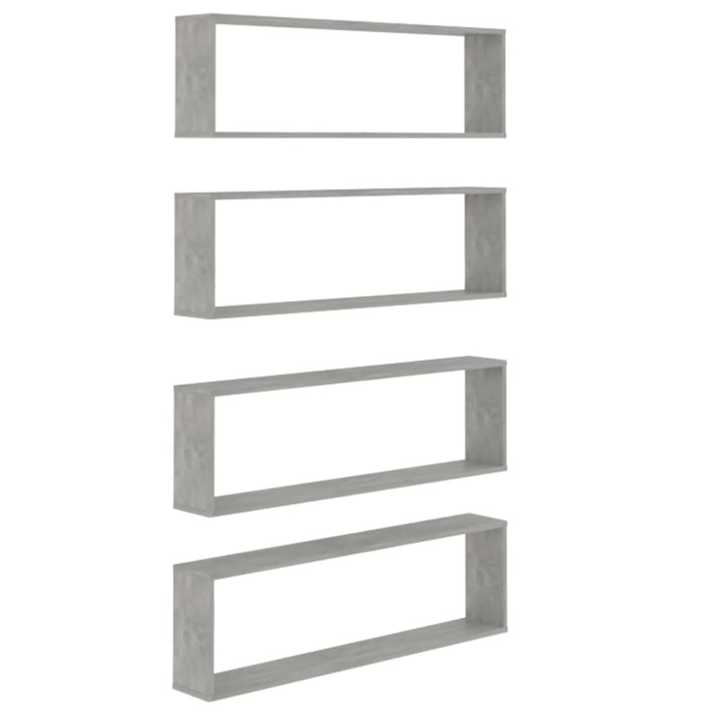 vidaXL Rafturi de perete cub, 4 buc., gri beton, 100x15x30 cm, PAL
