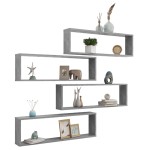 vidaXL Rafturi de perete cub, 4 buc., gri beton, 100x15x30 cm, PAL vidaXL Rafturi de perete cub, 4 buc., gri beton, 100x15x30 cm, PAL