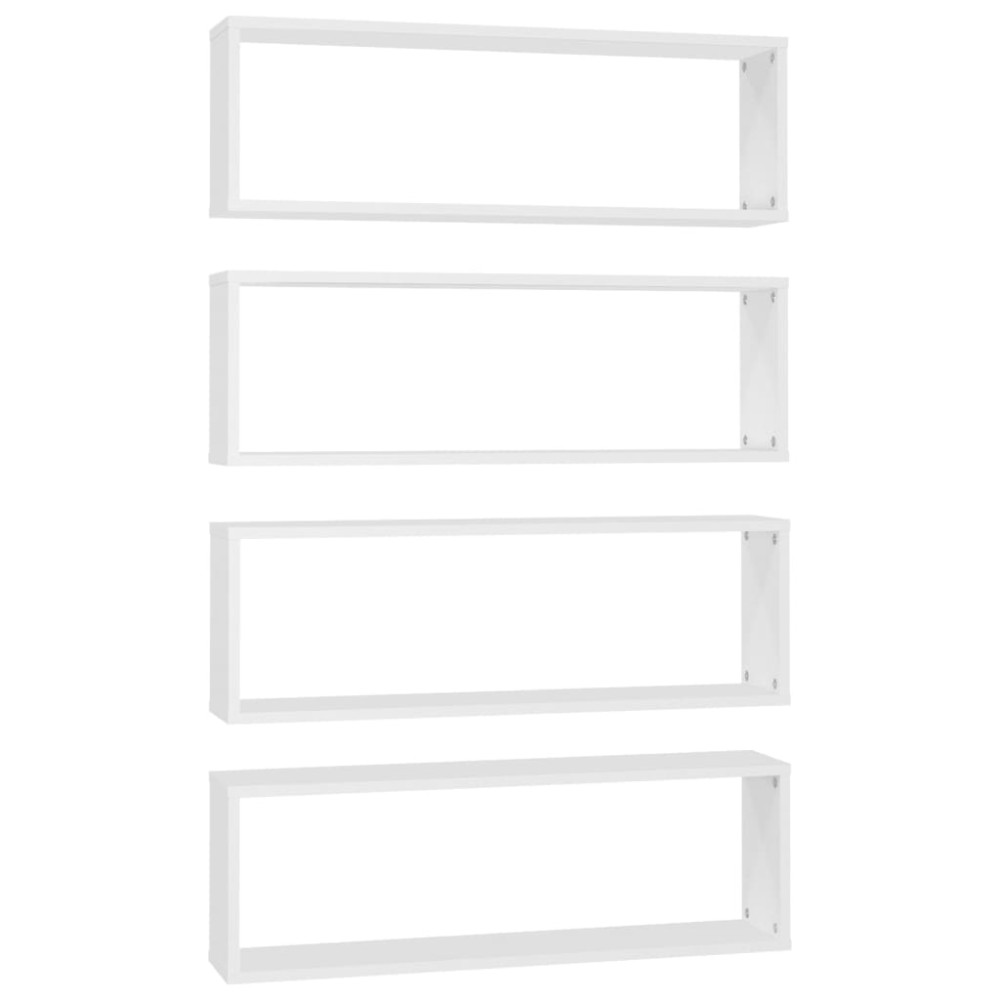 vidaXL Rafturi de perete cub, 4 buc., alb, 80x15x26,5cm lemn prelucrat