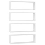 vidaXL Rafturi de perete cub, 4 buc., alb, 80x15x26,5cm lemn prelucrat