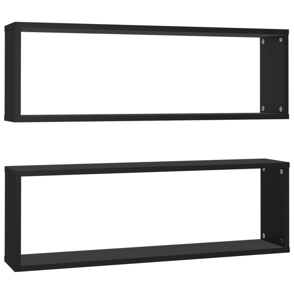vidaXL Rafturi de perete cub 2 buc. negru 80x15x26,5 cm lemn prelucrat
