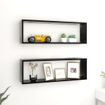 vidaXL Rafturi de perete cub 2 buc. negru 80x15x26,5 cm lemn prelucrat vidaXL Rafturi de perete cub 2 buc. negru 80x15x26,5 cm lemn prelucrat