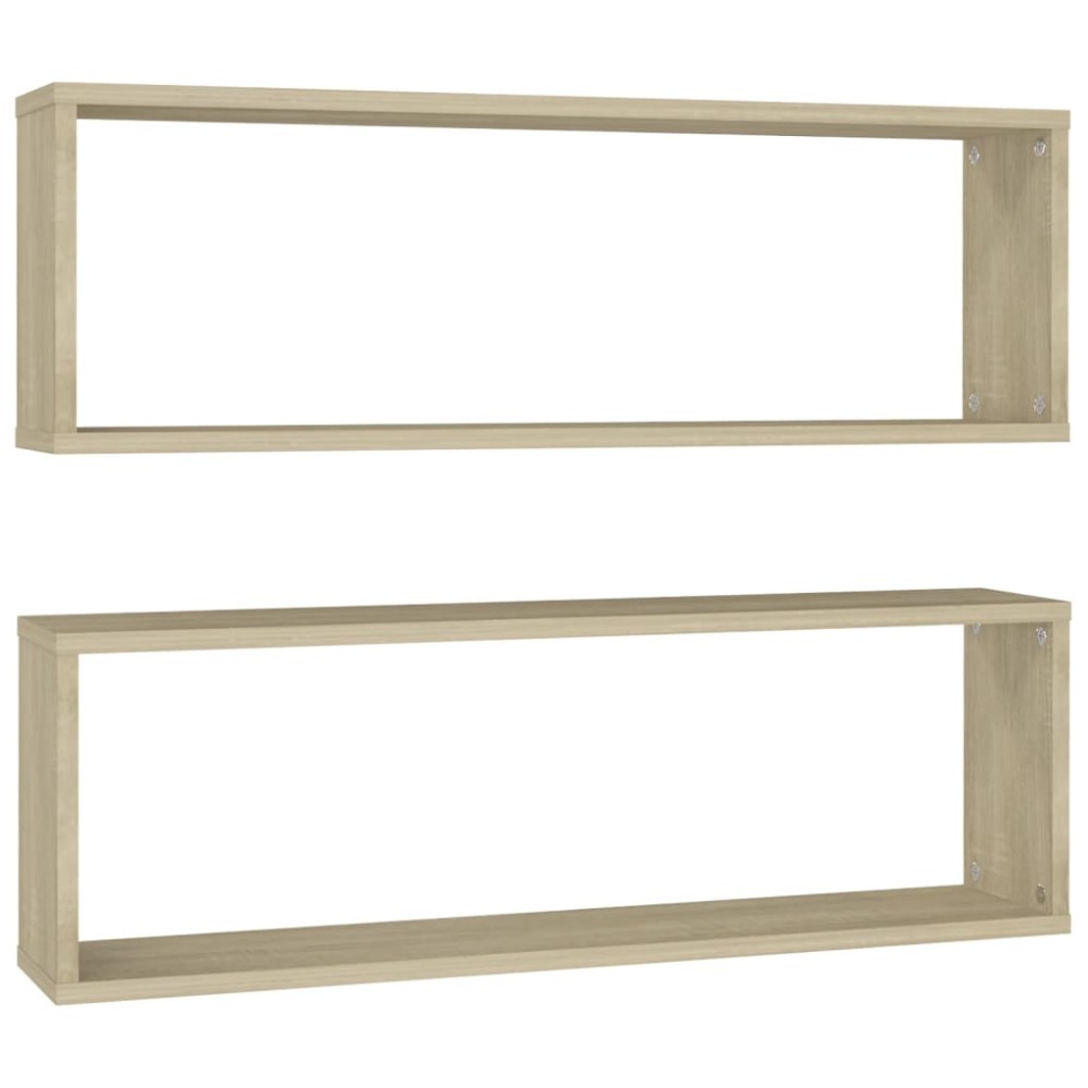 vidaXL Rafturi de perete cub, 2 buc., stejar sonoma, 80x15x26,5 cm PAL