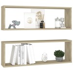 vidaXL Rafturi de perete cub, 2 buc., stejar sonoma, 80x15x26,5 cm PAL