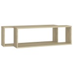 vidaXL Rafturi de perete cub, 2 buc., stejar sonoma, 80x15x26,5 cm PAL