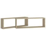 vidaXL Rafturi de perete cub, 2 buc., stejar sonoma, 80x15x26,5 cm PAL