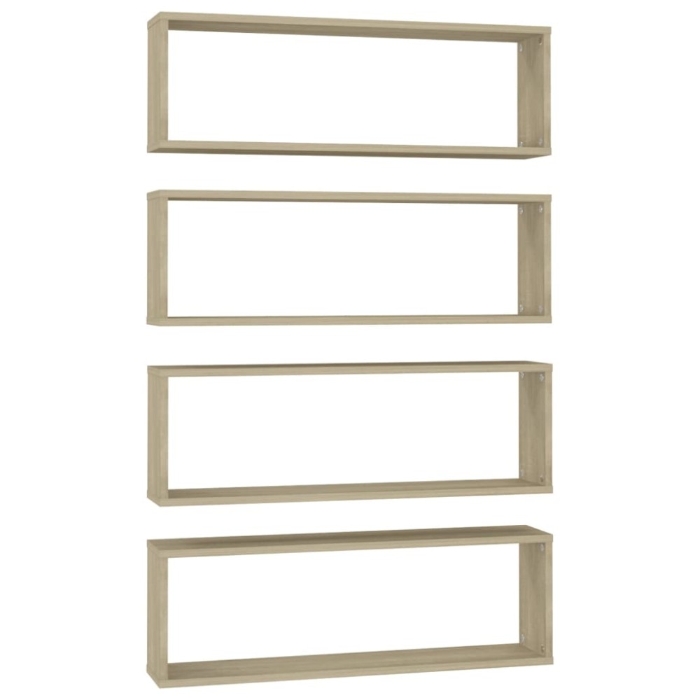 vidaXL Rafturi de perete cub, 4 buc., stejar sonoma, 80x15x26,5cm lemn