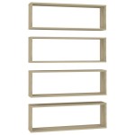 vidaXL Rafturi de perete cub, 4 buc., stejar sonoma, 80x15x26,5cm lemn