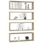 vidaXL Rafturi de perete cub, 4 buc., stejar sonoma, 80x15x26,5cm lemn