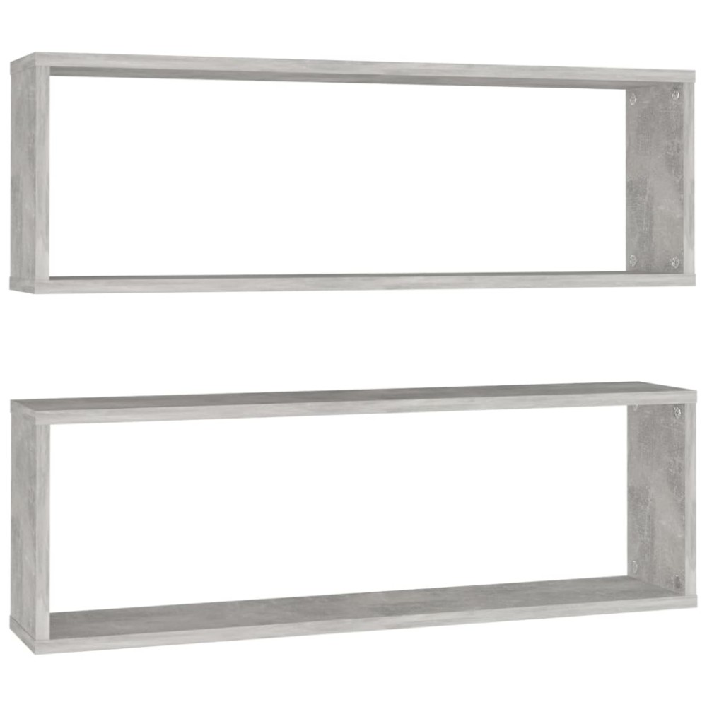 vidaXL Rafturi de perete cub, 2 buc., gri beton, 80x15x26,5 cm, PAL