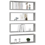 vidaXL Rafturi de perete cub, 4 buc., gri beton, 80x15x26,5 cm, PAL vidaXL Rafturi de perete cub, 4 buc., gri beton, 80x15x26,5 cm, PAL