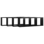 vidaXL Rafturi de perete cub 4 buc negru extralucios 80x15x26,5 cm PAL vidaXL Rafturi de perete cub 4 buc negru extralucios 80x15x26,5 cm PAL