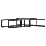 vidaXL Rafturi de perete cub 4 buc negru extralucios 80x15x26,5 cm PAL vidaXL Rafturi de perete cub 4 buc negru extralucios 80x15x26,5 cm PAL