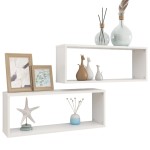 vidaXL Rafturi de perete cub 2 bucăți alb 60x15x23 cm lemn prelucrat vidaXL Rafturi de perete cub 2 bucăți alb 60x15x23 cm lemn prelucrat