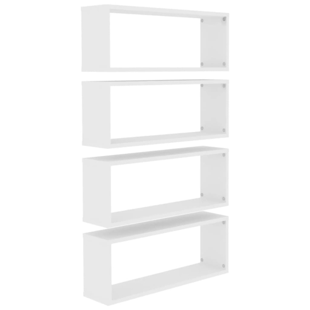 vidaXL Rafturi de perete cub, 4 buc., alb, 60x15x23 cm, lemn prelucrat
