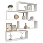 vidaXL Rafturi de perete cub, 4 buc., alb, 60x15x23 cm, lemn prelucrat