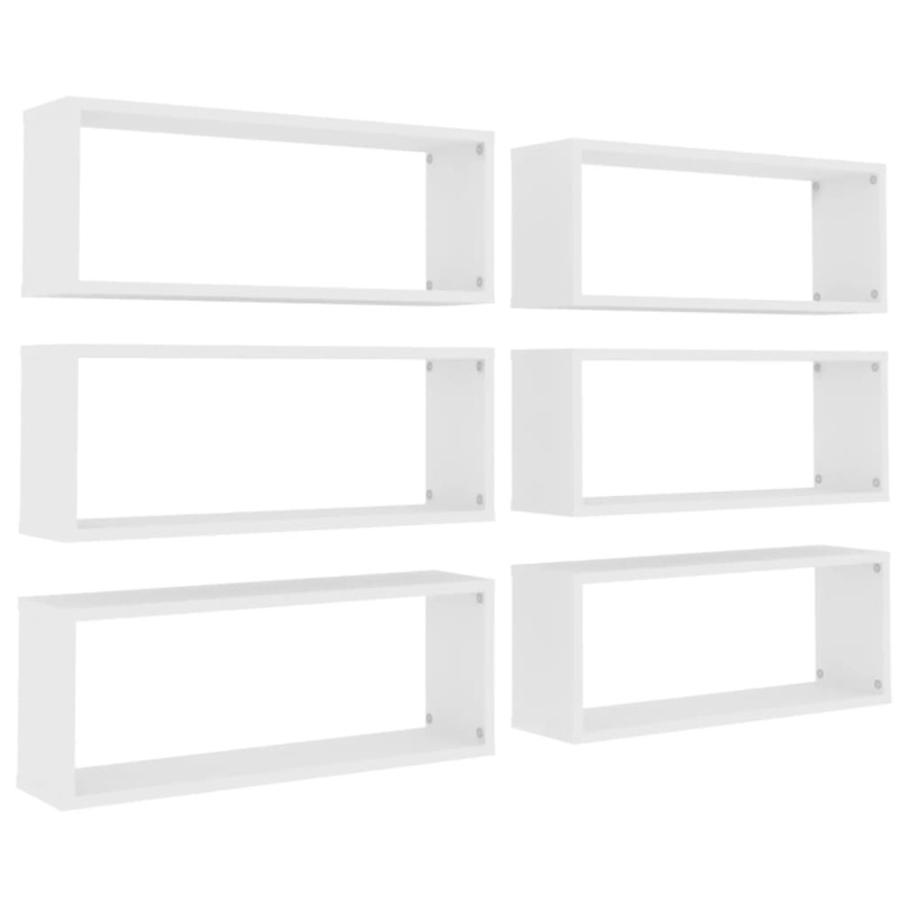 vidaXL Rafturi de perete în formă de cub 6 buc. alb 60x15x23 cm lemn