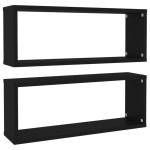 vidaXL Rafturi de perete cub 2 buc. negru 60x15x23 cm lemn prelucrat vidaXL Rafturi de perete cub 2 buc. negru 60x15x23 cm lemn prelucrat