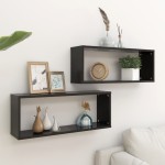 vidaXL Rafturi de perete cub 2 buc. negru 60x15x23 cm lemn prelucrat vidaXL Rafturi de perete cub 2 buc. negru 60x15x23 cm lemn prelucrat