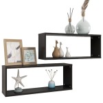 vidaXL Rafturi de perete cub 2 buc. negru 60x15x23 cm lemn prelucrat vidaXL Rafturi de perete cub 2 buc. negru 60x15x23 cm lemn prelucrat