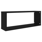 vidaXL Rafturi de perete în formă de cub, 4 bucăți, negru, 60x15x23 cm, PAL vidaXL Rafturi de perete în formă de cub, 4 bucăți, negru, 60x15x23 cm, PAL