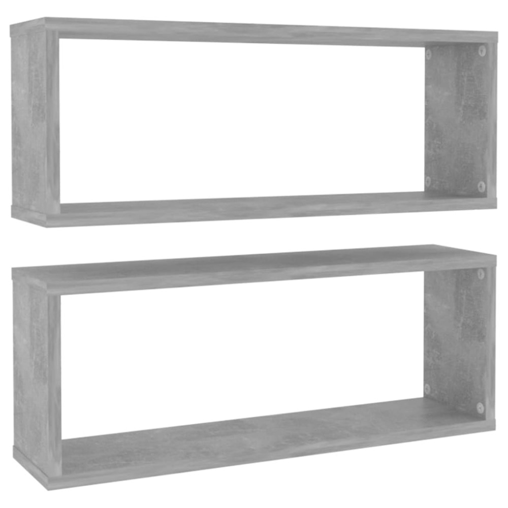 vidaXL Rafturi de perete cub, 2 buc, gri beton, 60x15x23 cm, PAL