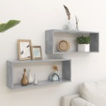 vidaXL Rafturi de perete cub, 2 buc, gri beton, 60x15x23 cm, PAL vidaXL Rafturi de perete cub, 2 buc, gri beton, 60x15x23 cm, PAL