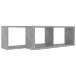 vidaXL Rafturi de perete cub, 2 buc, gri beton, 60x15x23 cm, PAL vidaXL Rafturi de perete cub, 2 buc, gri beton, 60x15x23 cm, PAL