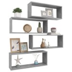 vidaXL Rafturi de perete cub, 4 buc, gri beton, 60x15x23 cm, PAL vidaXL Rafturi de perete cub, 4 buc, gri beton, 60x15x23 cm, PAL