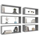 vidaXL Rafturi de perete cub, 6 buc, gri beton, 60x15x23 cm, PAL vidaXL Rafturi de perete cub, 6 buc, gri beton, 60x15x23 cm, PAL