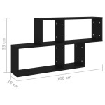 vidaXL Raft de perete, negru, 100x18x53 cm, PAL vidaXL Raft de perete, negru, 100x18x53 cm, PAL
