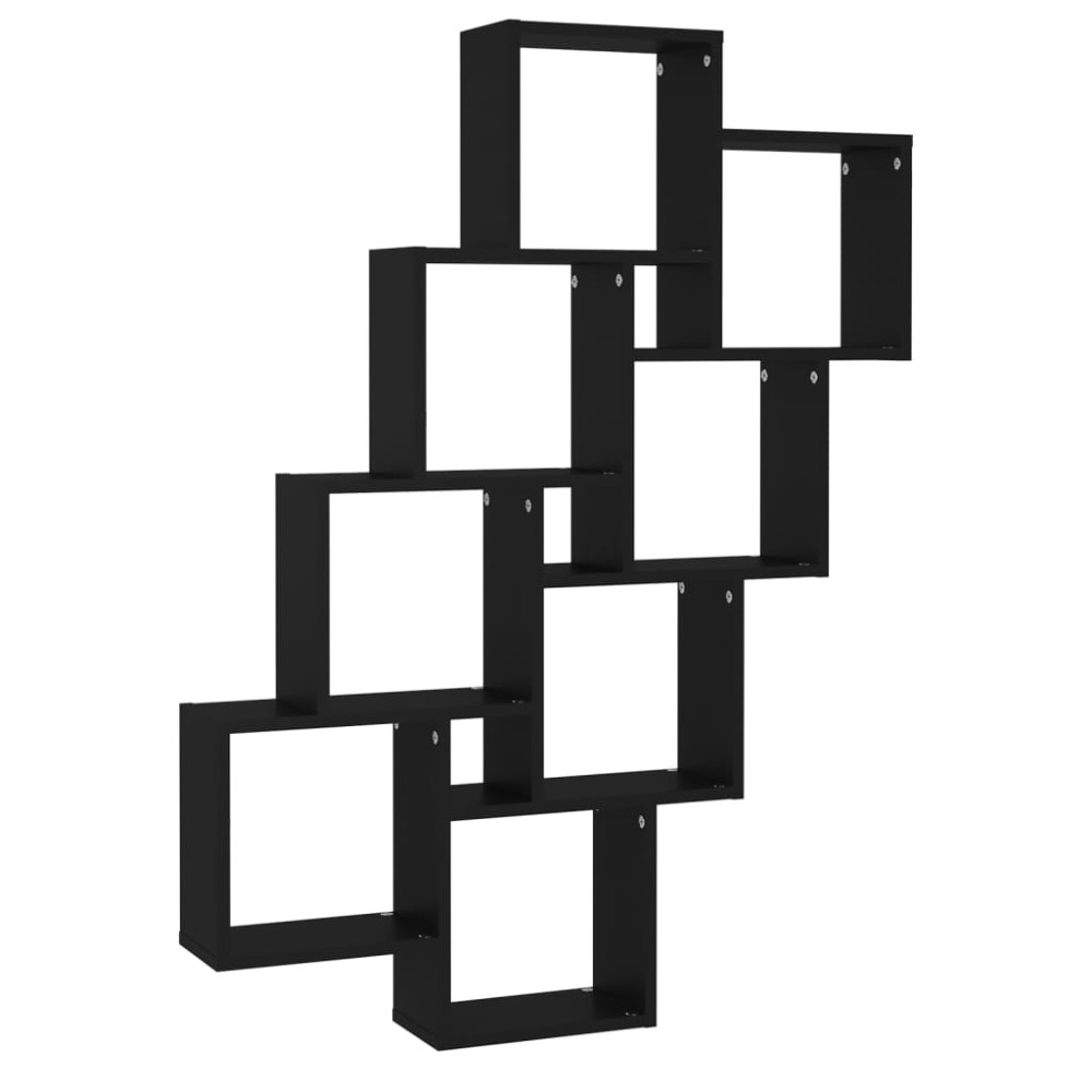 vidaXL Raft de perete cub, negru, 90x15x119 cm, PAL