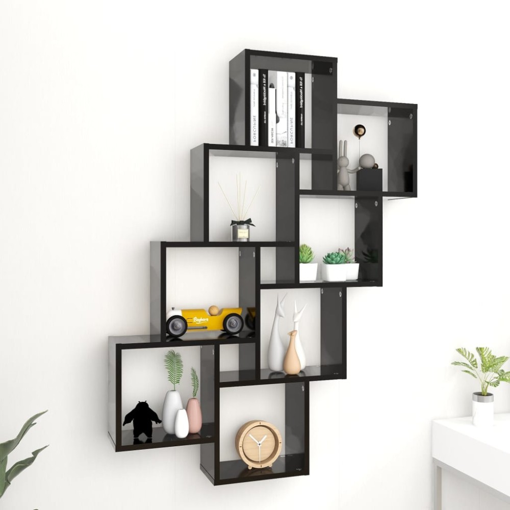 vidaXL Raft de perete cub, negru, 90x15x119 cm, PAL